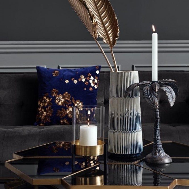 NordalFlowerPudebetrkVelourBroderi45x45cmMrkebl-31